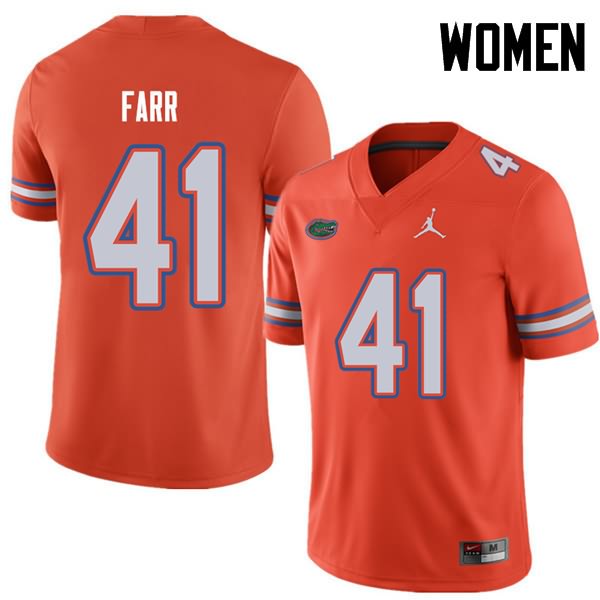 NCAA Florida Gators Ryan Farr Women's #41 Jordan Brand Orange Stitched Authentic College Football Jersey HOQ3764GY